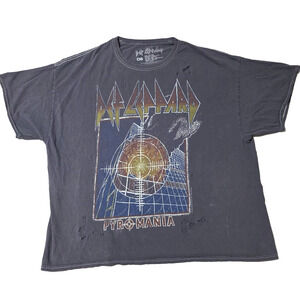 Def Leppard Pyromania Graphic T-Shirt OS Distressed Rock Band Tee Live Nation